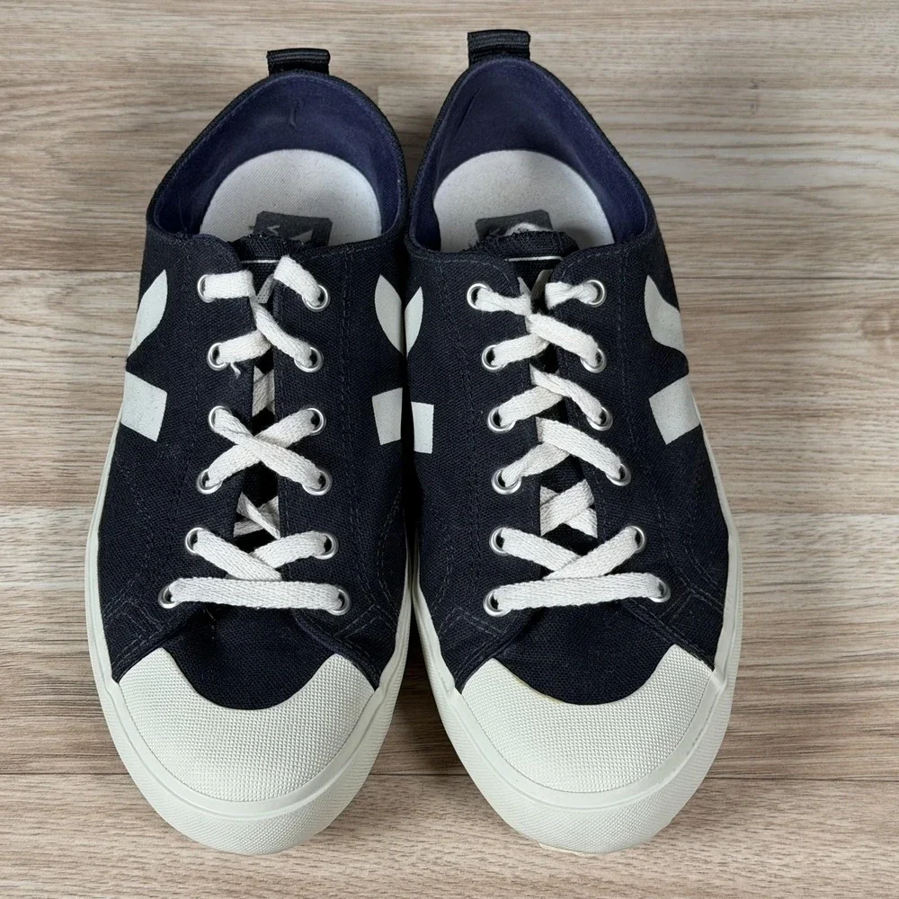 Veja Nova Shoes Womens Size 9 Black White Canvas Athletic Casual Sneakers Brazil